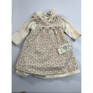 Little Me Baby Girl Floral Dress Top 6M | Cream Long Sleeve Vintage Style